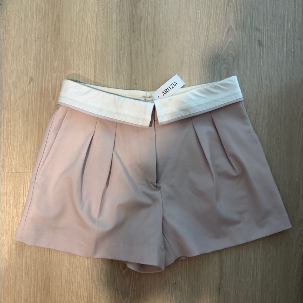 Aritzia High Waist Shorts in Soft Pink and White